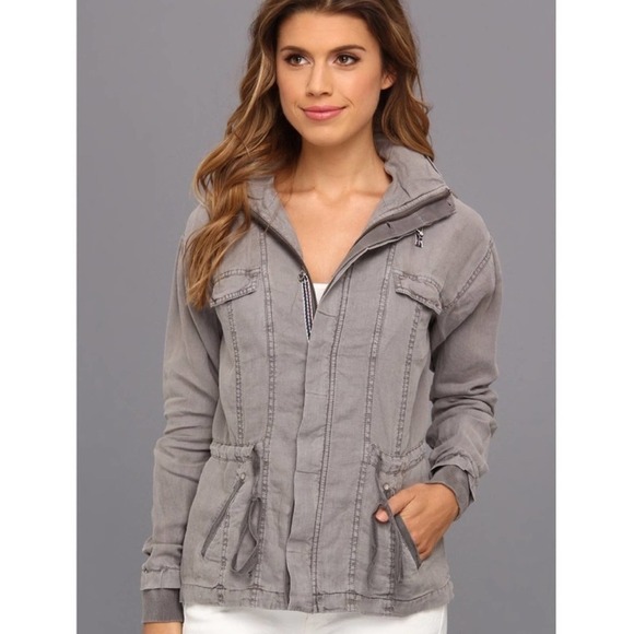 Michael Stars Linen Anorak Jacket Galvanized Size XS - Picture 2 of 11